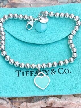 Return to Tiffany & Co.Blue Heart Tag Bead Bracelet, 6.75"
